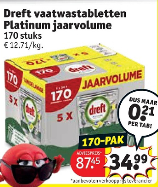 Dreft vaatwastabletten Platinum jaarvolume