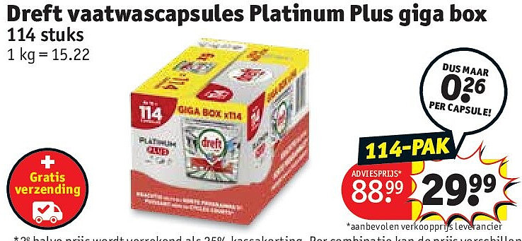 Dreft vaatwascapsules Platinum Plus giga box
