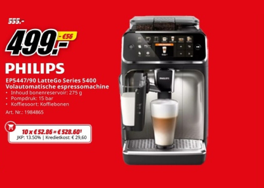 PHILIPS EP5447/90 LatteGo Series 5400 Volautomatische espressomachine