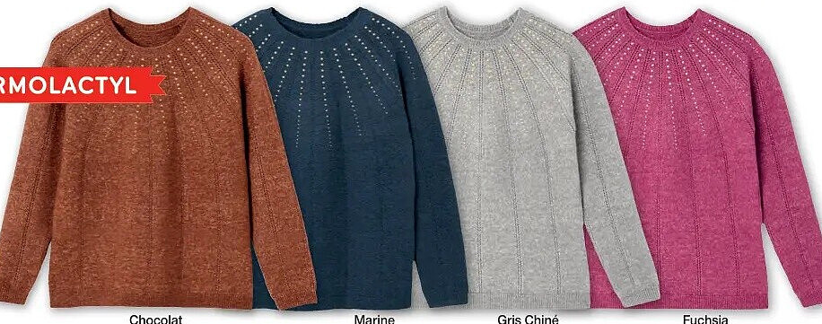 Pull maille ajourée et clous Thermolactyl