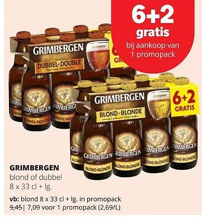 GRIMBERGEN blond 8 x 33 cl + Ig. in promopack