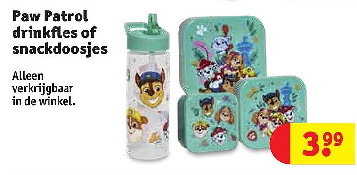 Paw Patrol drinkfles of snackdoosjes