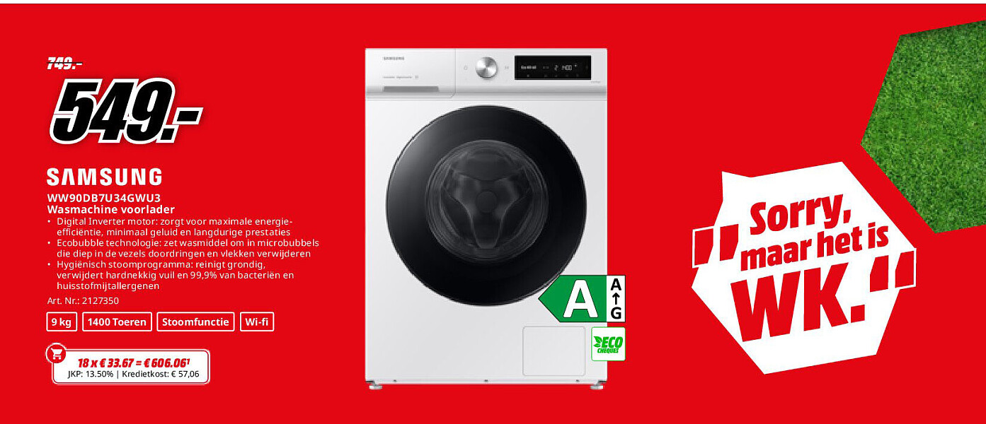 Samsung WW90DB7U34GWU3 Wasmachine voorlader