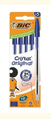 Lot de 5 stylos bleus Cristal Bic