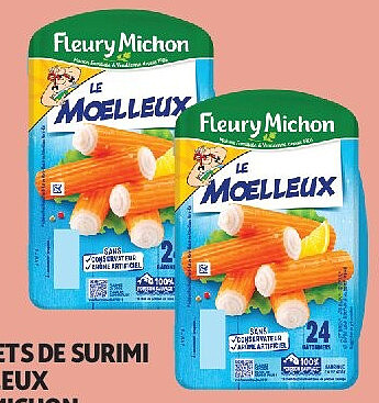 Bâtonnets de surimi Le Moelleux Fleury Michon 24 bâtonnets
