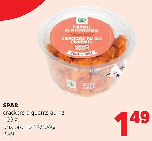 SPAR crackers piquants au riz 100 g