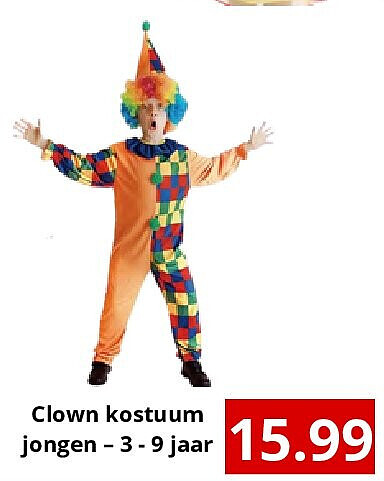 Clown kostuum jongen – 3 - 9 jaar