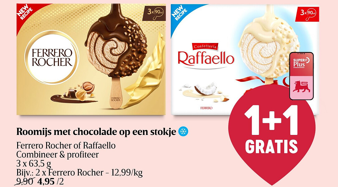 Roomijs met chocolade op een stokje