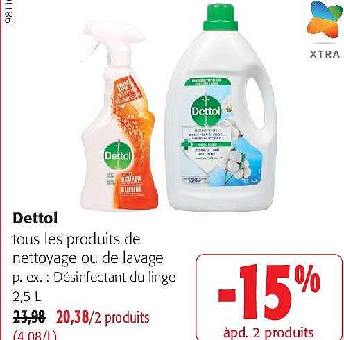 Dettol tous les produits de nettoyage ou de lavage