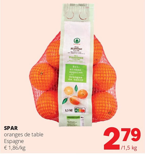SPAR oranges de table Espagne
