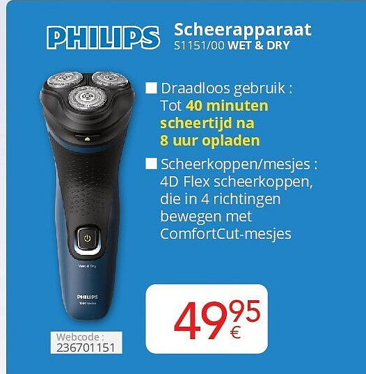Philips Scheerapparaat S1151/00 WET & DRY