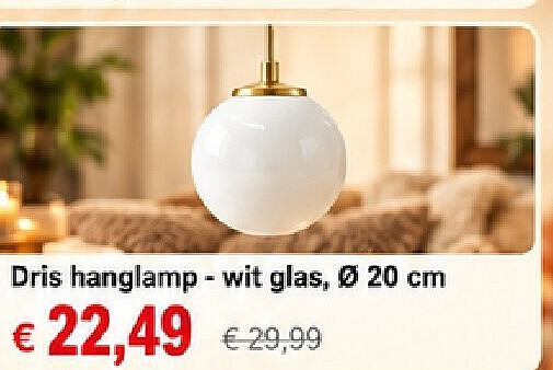 Dris hanglamp - wit glas, Ø 20 cm