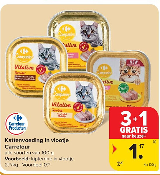 Kattenvoeding in vlootje Carrefour