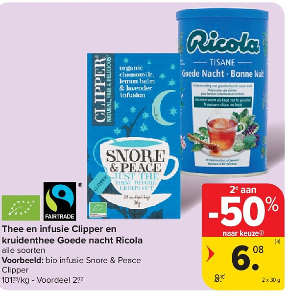 Thee en infusie Clipper en kruidenthee Goede nacht Ricola