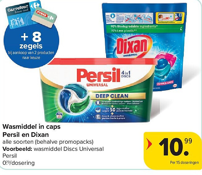 Wasmiddel in caps Persil en Dixan