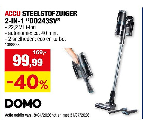 ACCU STEELSTOFZUIGER 2-IN-1 “DO243SV”