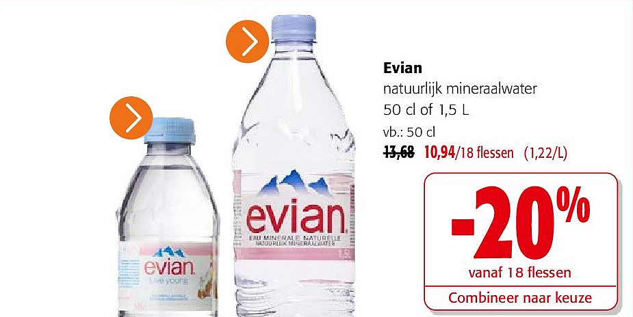 Evian natuurlijk mineraalwater 50 cl of 1,5 L