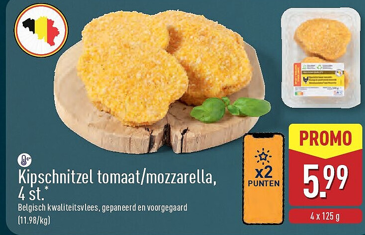 Kipschnitzel tomaat/mozzarella, 4st.