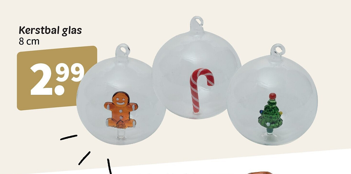 Kerstbal glas 8 cm