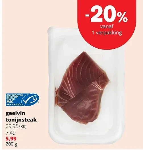 geelvin tonijnsteak