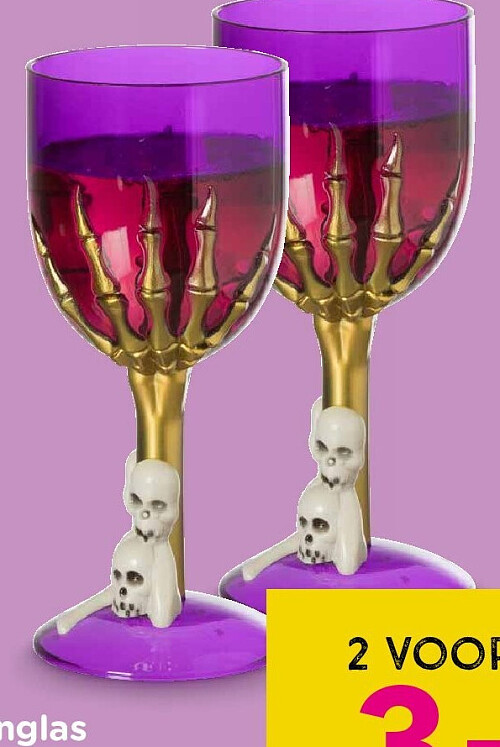 Wijnglas skeletonhand