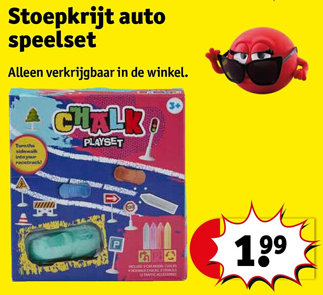 Stoepkrijt auto speelset
