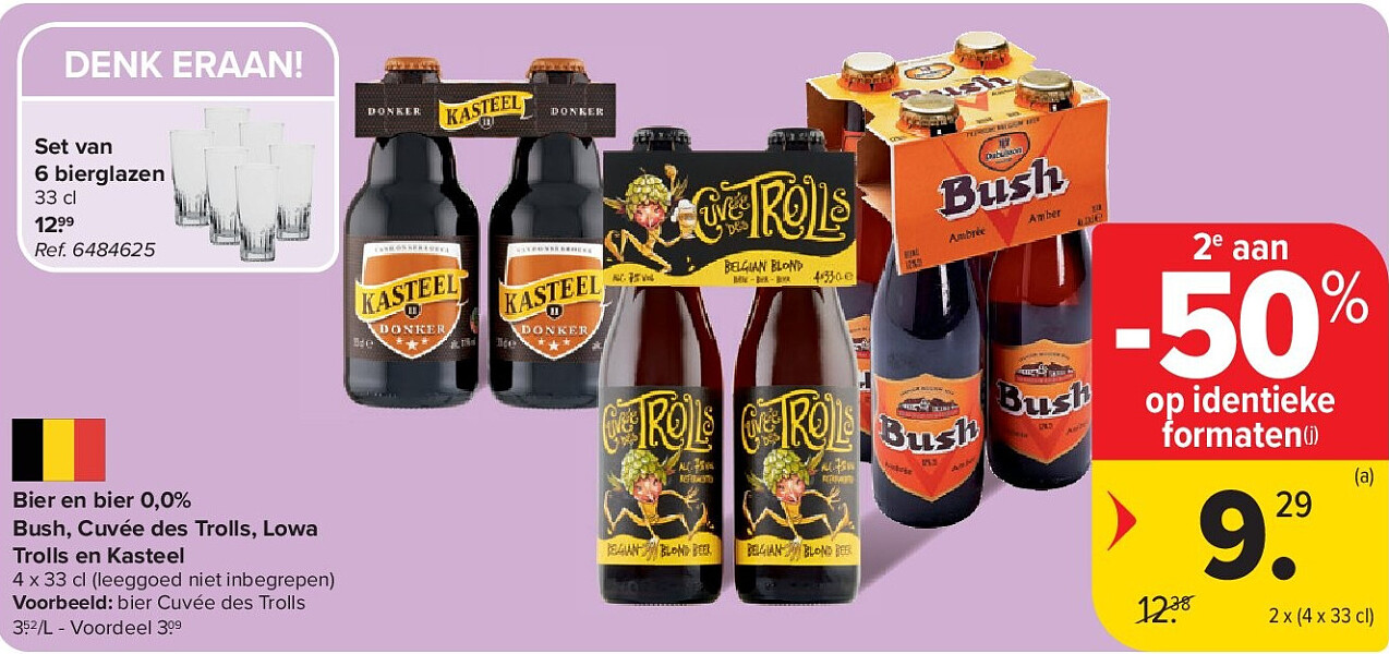 Bier en bier 0,0% Bush, Cuvée des Trolls, Lowa Trolls en Kasteel