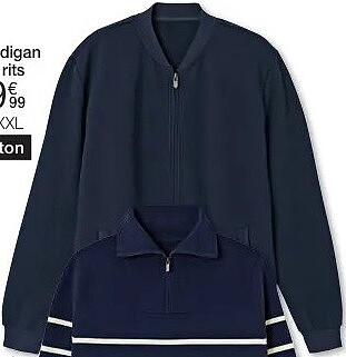 Cardigan met rits in molton