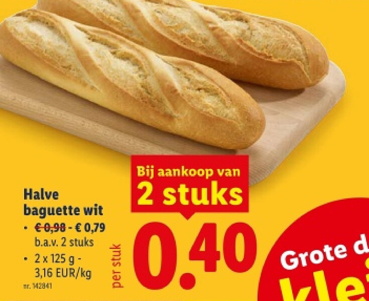 Halve baguette wit