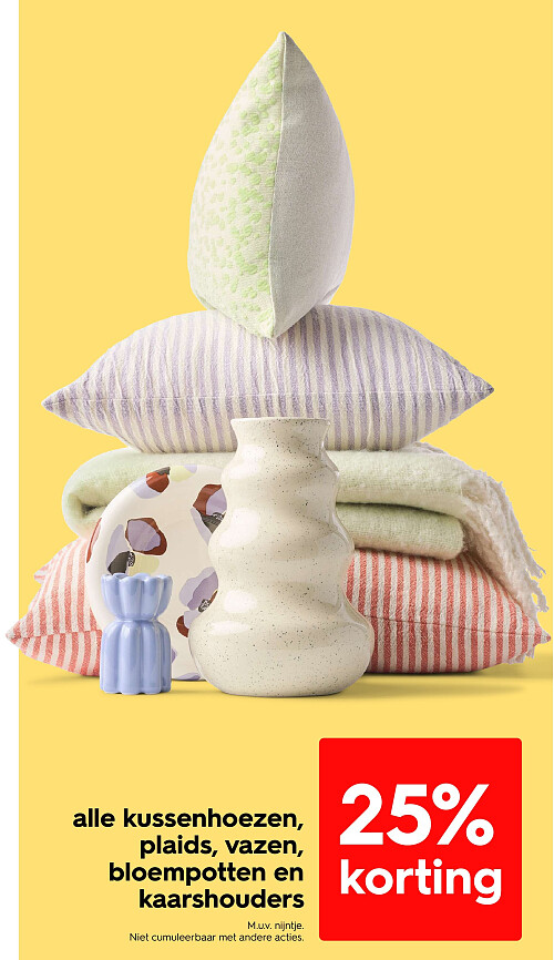 alle kussenhoezen, plaids, vazen, bloempotten en kaarshouders