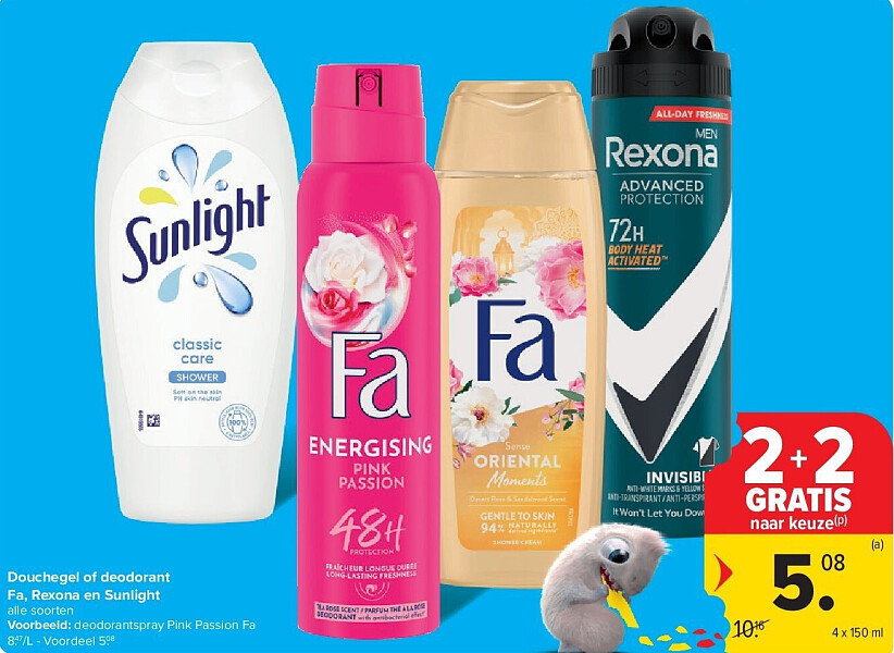 Douchegel of deodorant Fa, Rexona en Sunlight