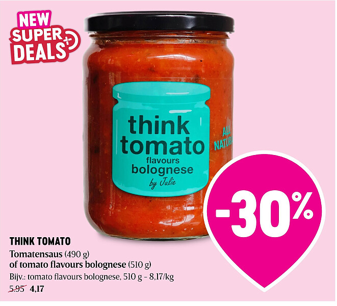 THINK TOMATO Tomatensaus (490 g) of tomato flavours bolognese (510 g)