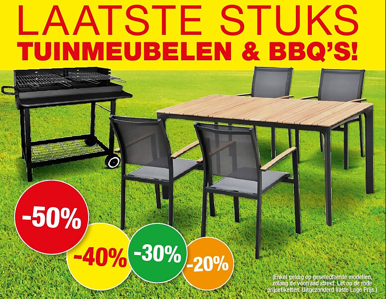 LAATSTE STUKS TUINMEUBELEN & BBQ’S!