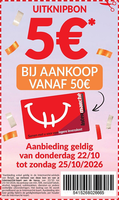 Uitknipbon €5 bij aankoop vanaf €50