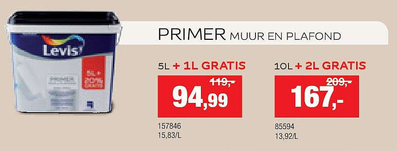 PRIMER MUUR EN PLAFOND 5L + 1L GRATIS