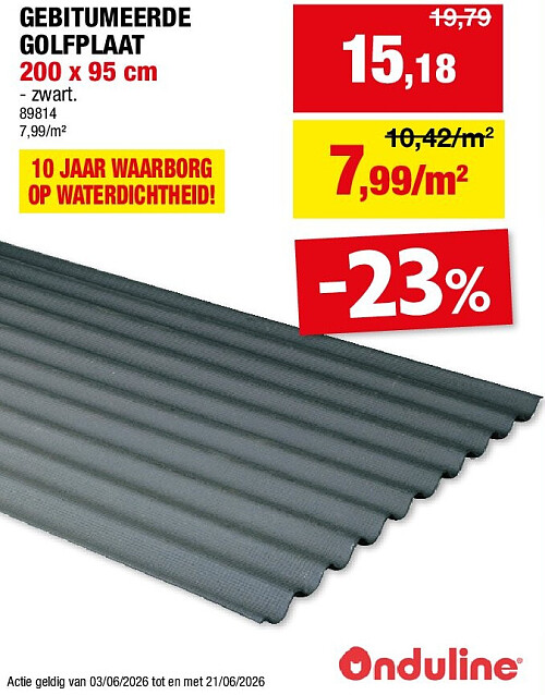 GEBITUMEERDE GOLFPLAAT 200 x 95 cm