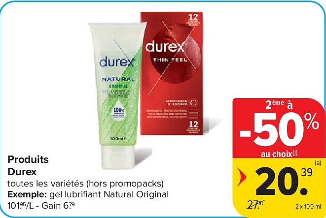 Produits Durex 2 x 100 ml