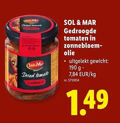 Gedroogde tomaten in zonnebloemolie