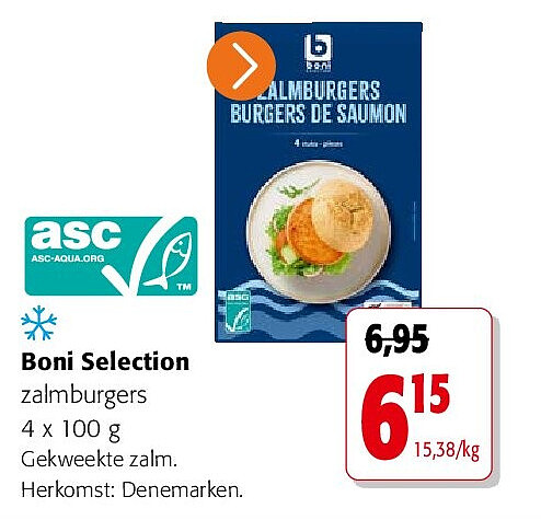Boni Selection zalmburgers 4 x 100 g