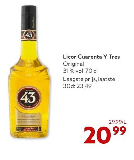 Licor Cuarenta Y Tres Original 31% vol 70 cl