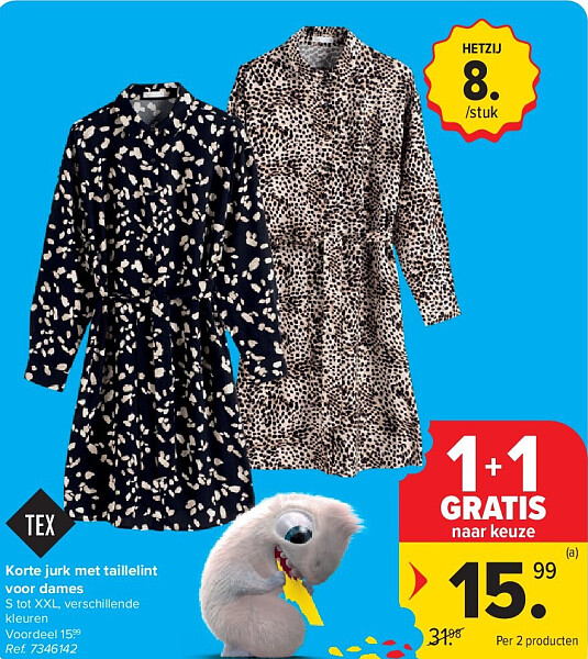 Korte jurk met taillelint voor dames