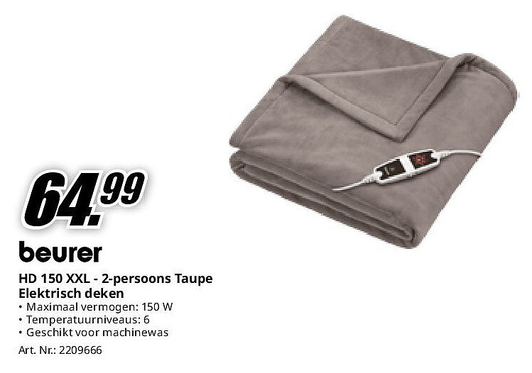 HD 150 XXL - 2-persoons Taupe Elektrisch deken