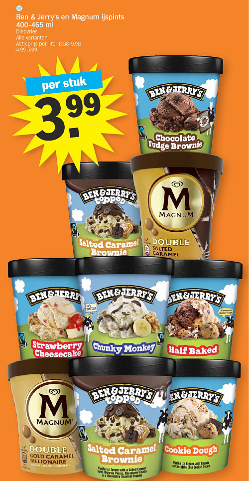 Ben & Jerry's en Magnum ijspints 400-465 ml
