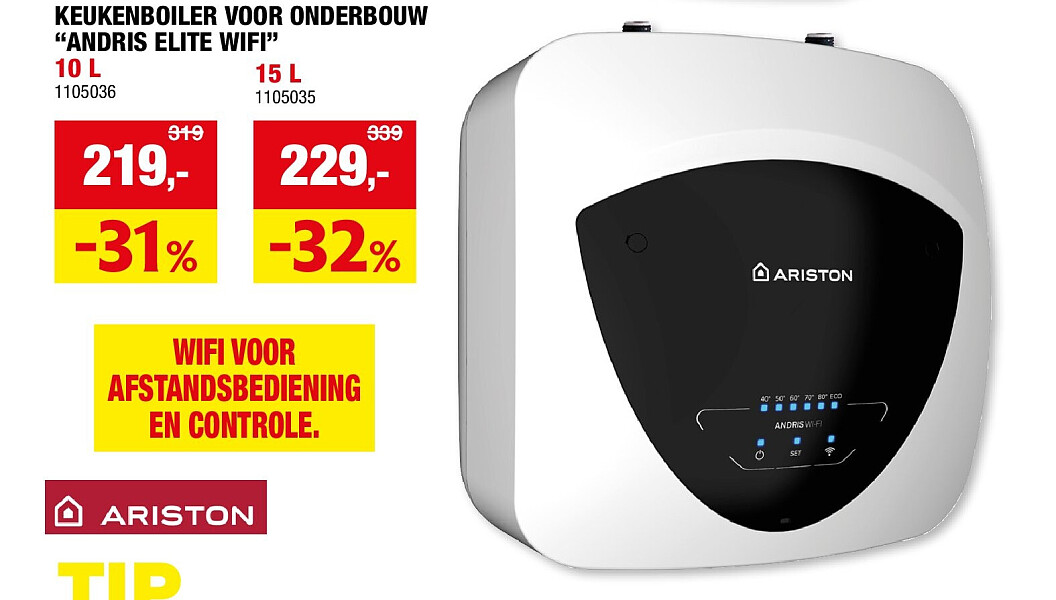 KEUKENBOILER VOOR ONDERBOUW “ANDRIS ELITE WIFI”