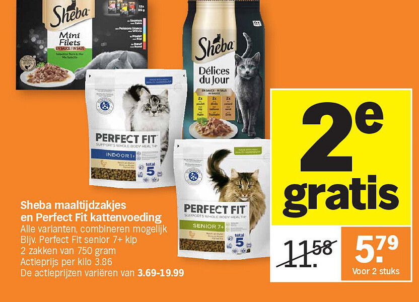 Sheba maaltijdzakjes en Perfect Fit kattenvoeding