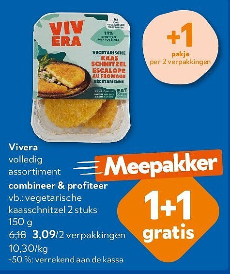 Vivera vegetarische kaasschnitzel 2 stuks 150 g