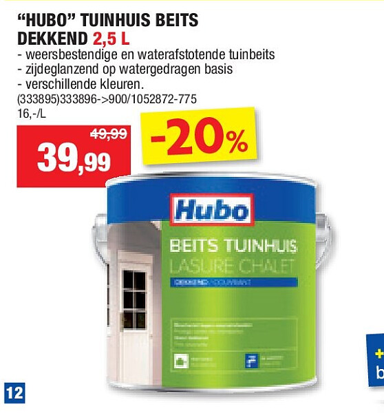 “HUBO” TUINHUIS BEITS DEKKEND 2,5 L