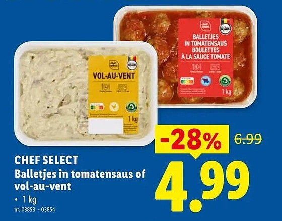 CHEF SELECT Balletjes in tomatensaus of vol-au-vent