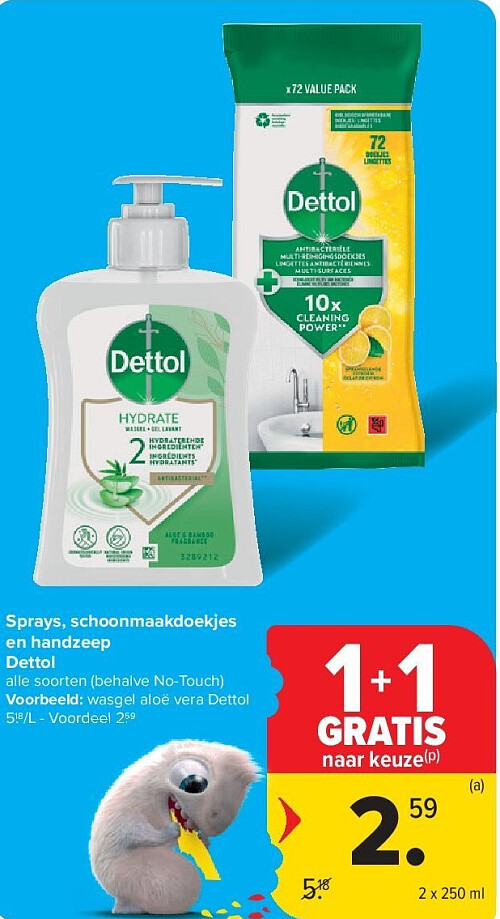 Sprays, schoonmaakdoekjes en handzeep Dettol