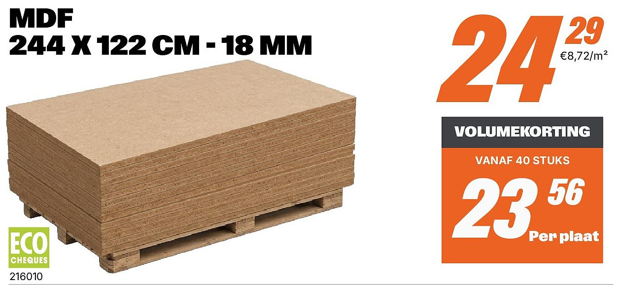 MDF 244 X 122 CM - 18 MM